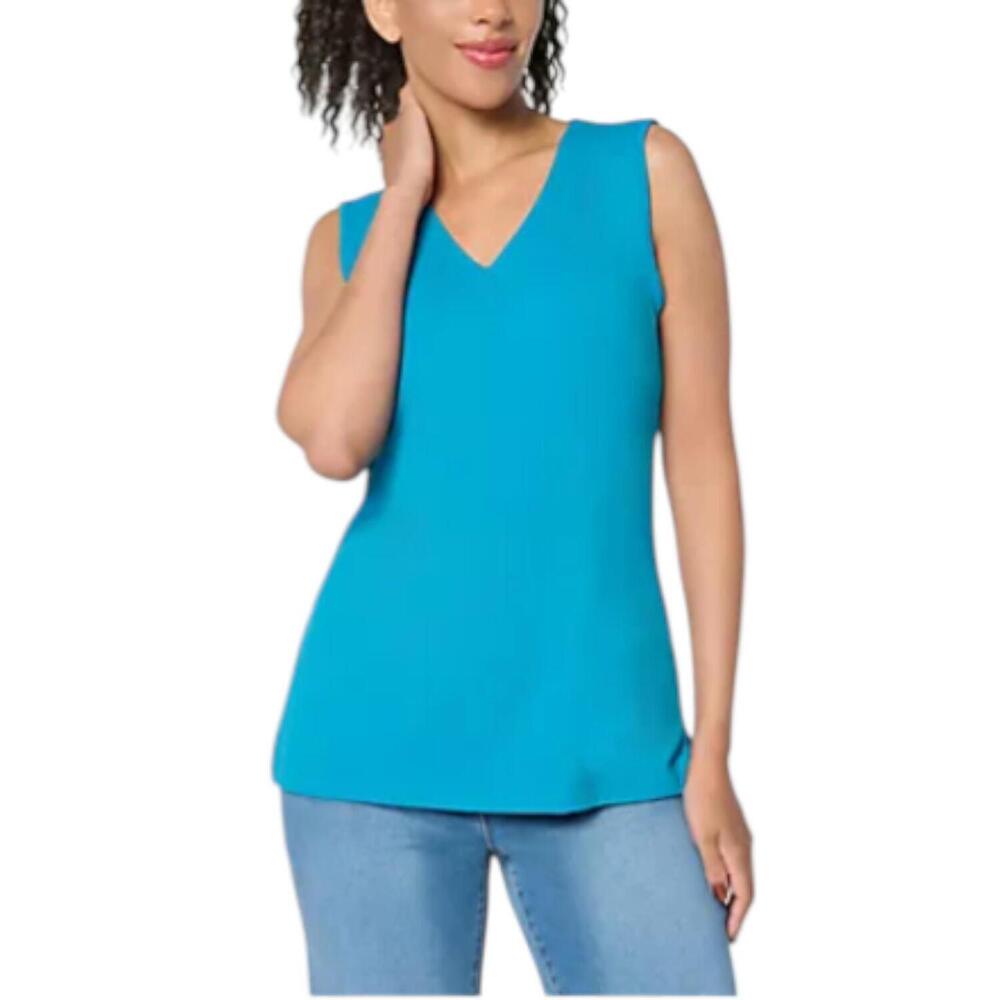 Brandis Women's Out Loud Smooth Criminal V-Neck Tank Top Crystal Teal - Regular